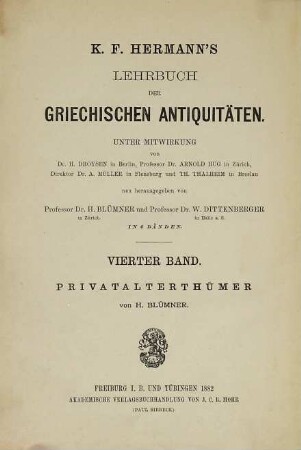Lehrbuch der griechischen Privatalterthümer