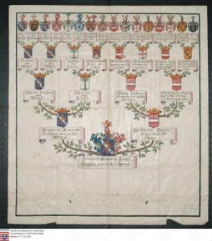 Ahnenprobe des Friedrich Emmerich Joseph v. u. z. Wetzel gen. v. Carben, Papier, Kopie