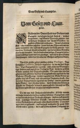 "V. Vom Gesetz und Evangelio"