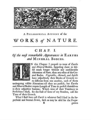 Chap. I: Of the most remarkable Appearances in Earths and Mineral Bodies.