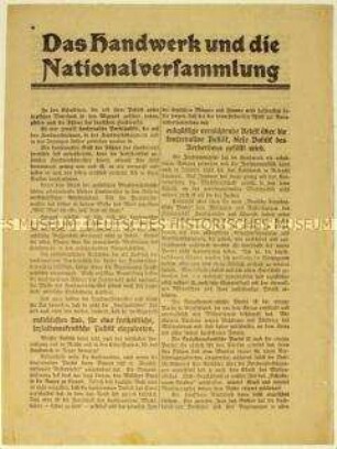 Aufruf der SPD an Handwerker zur Wahl der Nationalversammlung 1919