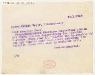 Brief an Fritz Meyer : 10.01.1918