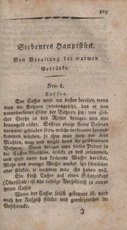Siebentes Hauptstück. Von Bereitung der warmen Getränke.