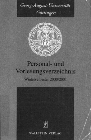 WS 2000/2001: Personal- und Vorlesungsverzeichnis ...