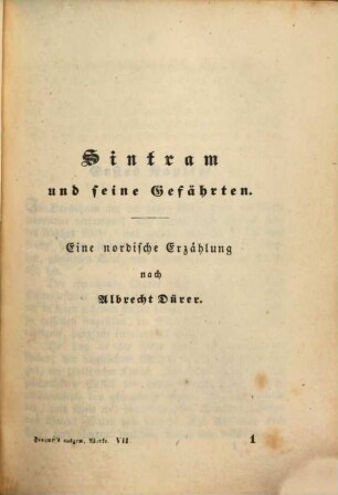 Ausgewählte Werke, 7. Sintram und seine Gefährten : Eine nordische Erzählung nach Albrecht Dürer