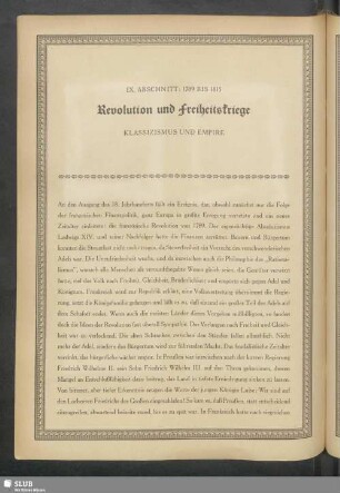 IX. Abschnitt: 1789 Bis 1815. Revolution und Freiheitskriege. Klassizismus Und Empire