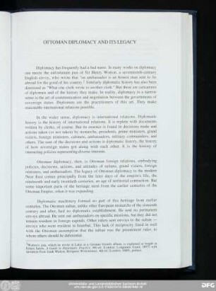 Ottoman Diplomacy And Its Legacy