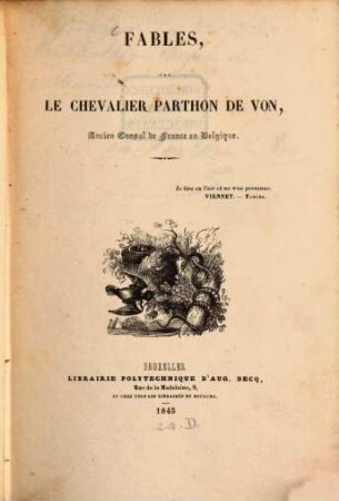 Fables par Le chevalier Parthon de Von