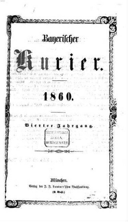 Bayerischer Kurier. 1860,1/4 = Jg. 4
