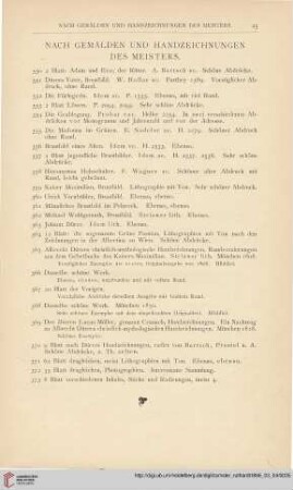 Nach Gemälden und Handzeichnungen des Meisters (Nr. 350-373)