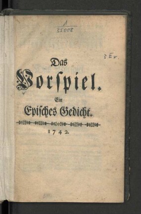 Das Vorspiel : Ein Episches Gedicht