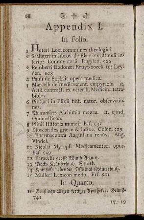 Appendix I [In Folio - In Quarto - In Octavo - In Duodecimo]
