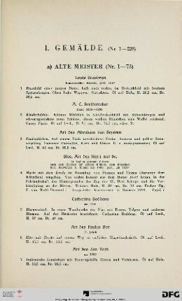 a.) alte Meister (Nr. 1-73)