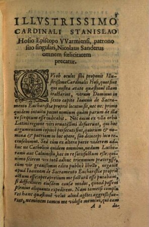 Quod Dominus in sexto capite Joannis de sacramento eucharistiae proprie sit locutus, tractatus utilis