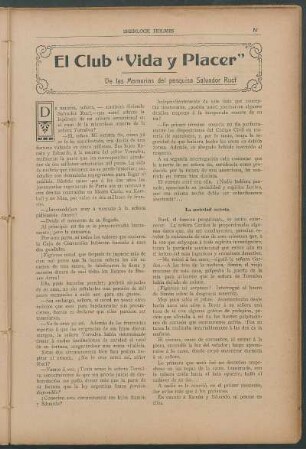 El Club "Vida y Placer" - De las memorias del pesquisa Salvador Rucf