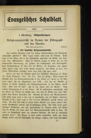 Religionsunterricht im Namen der Pädagogik und des Staates : (Schluß)