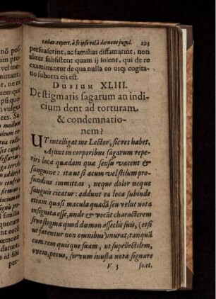 Dubium XLIII. De stigmatis sagarum an indicium dent ad torturam & condemnationem?