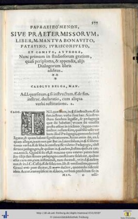 Paralipomenon.