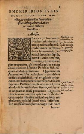 Ioannis Imberti Enchiridion iuris scripti Galliae moribus, et consuetudine frequentiore usitati