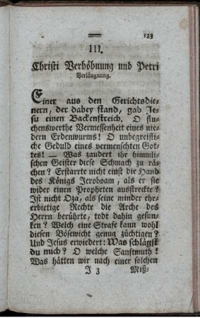 III. Christi Verhöhnung und Petri Verläugnung