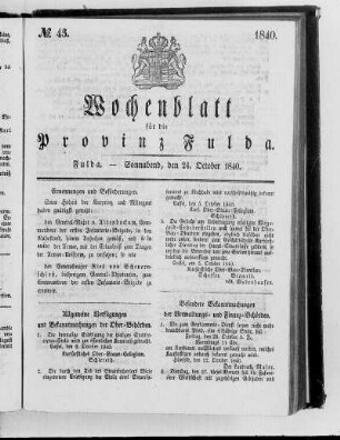 Nr. 43, Ausgabe vom 24. Oktober 1840