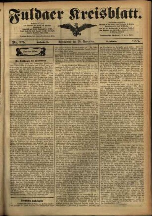 Zweite Ausgabe vom Samstag, den 30. November 1907.