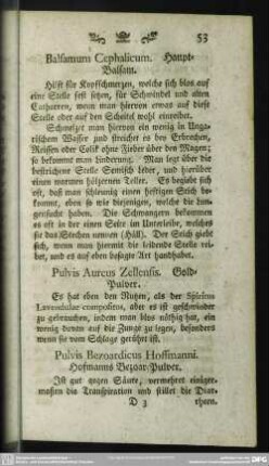 Pulvis Bezoardicus Hoffmanni. Hofmanns Bezoar-Pulver