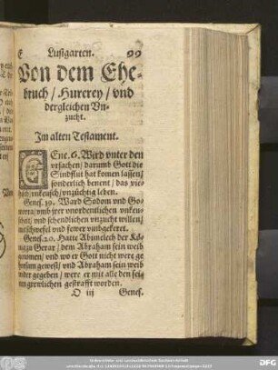 Von dem Ehebruch/ Hurerey/ und dergleichen Unzucht.