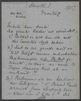 Brief an Ludwig Strecker  und B. Schott's Söhne : 1902