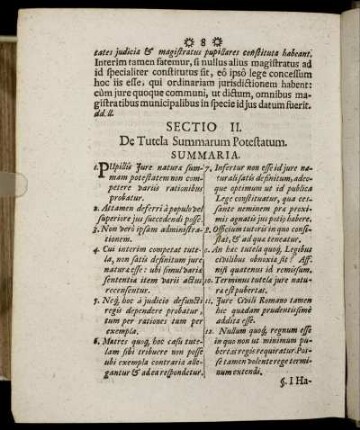 Sectio II. De Tutela Summarum Potestatum.