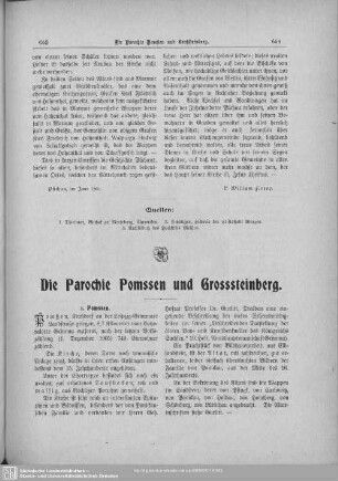 Die Parochie Pomssen und Grosssteinberg
