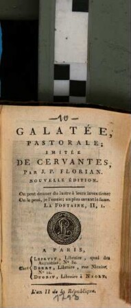 Galatée : Pastorale ; Imitée De Cervantes