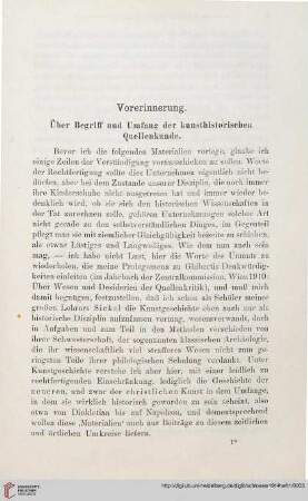 Über Begriff und Umfang der kunsthistorischen Quellenkunde