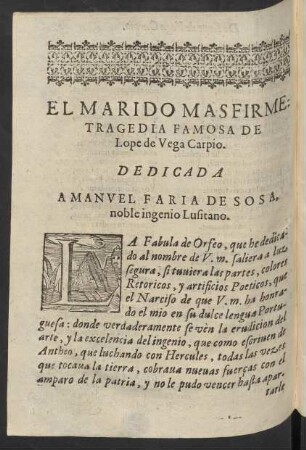 El Marido Mas Firme: Tragedia Famosa De Lope de Vega Carpio.