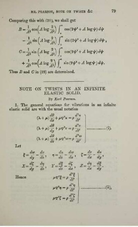 Note on twists in a infinite elastic solid.