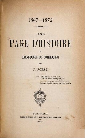 Une Page d'histoire du Grand-Duché de Luxembourg