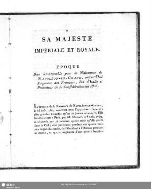 A Sa Majesté Impériale Et Royale