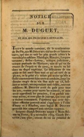 Notice sur M. Duguet et sur ses principaux ouvrages