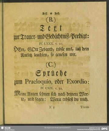 (C.) Sprüche zum Praeloquio, oder Exordio