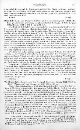 215-216, Th. Ziehen. Grundlagen der Naturphilosophie. 1922