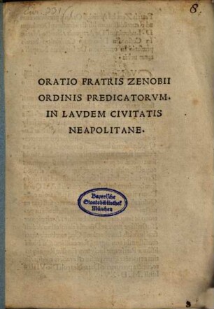 Oratio in laudem civitatis Neapolitanae