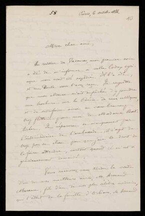 Nr. 10: Brief von Ernest Renan an Paul de Lagarde, Paris, 6.10.1884
