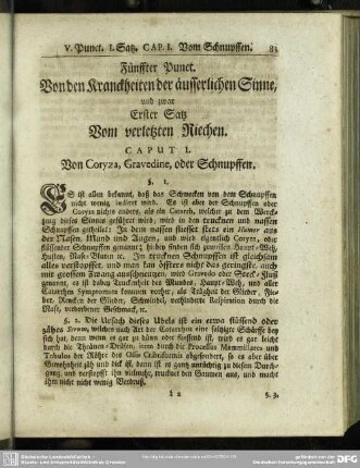 Fünffter Punct. Von den Kranckheiten der äusserlichen Sinne