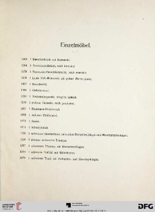 Einzelmöbel (Nr. 1263-1279)
