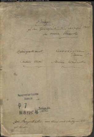 Belegakten zum Heiratsregister der Munizipalität Wadersloh 1810