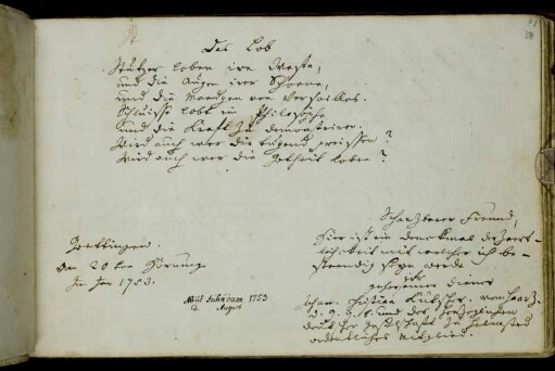 Johann Christian Kutscher. Göttingen, 20.2.1753.