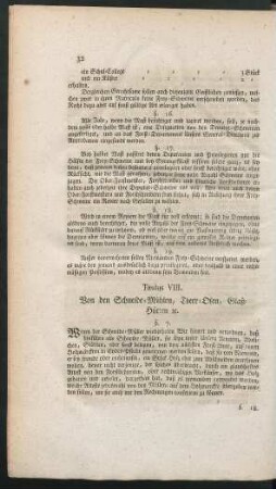 Titulus VIII. Von den Schneide-Mühlen, Theer-Ofen, Glaß-Hütten etc.