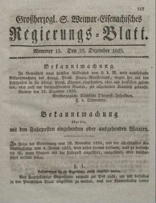 Nr. 15 : 23. Dezember 1825