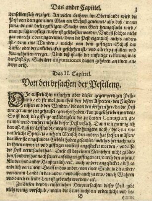 Das II. Capittel. Von den Ursachen der Pestilentz.