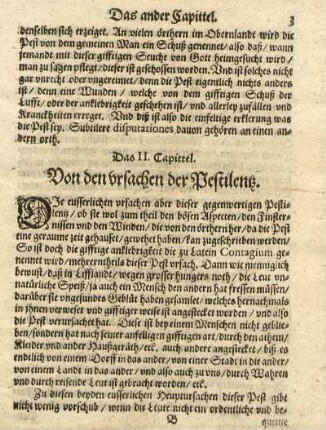 Das II. Capittel. Von den Ursachen der Pestilentz.